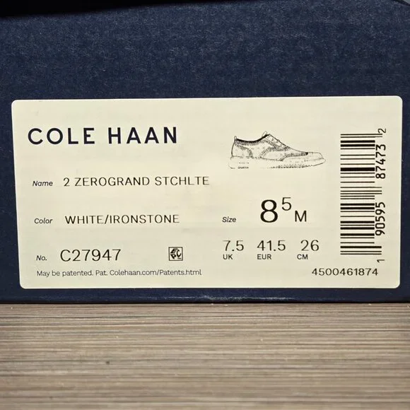 New!! Cole Haan 2.ZERØGRAND Stitchlite Sneakers 8.5M White Ironstone Lightweight - Picture 11 of 11